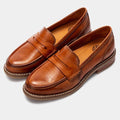Men's cushioned leather driving loafers in brown