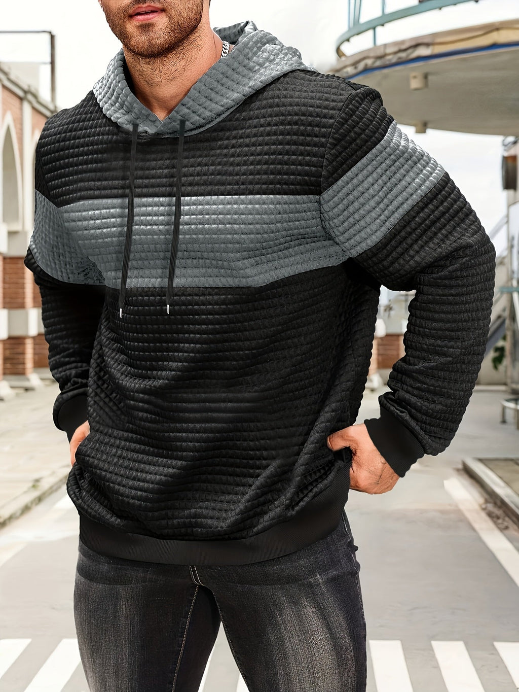 Knox | Color Block Textured Hoodie