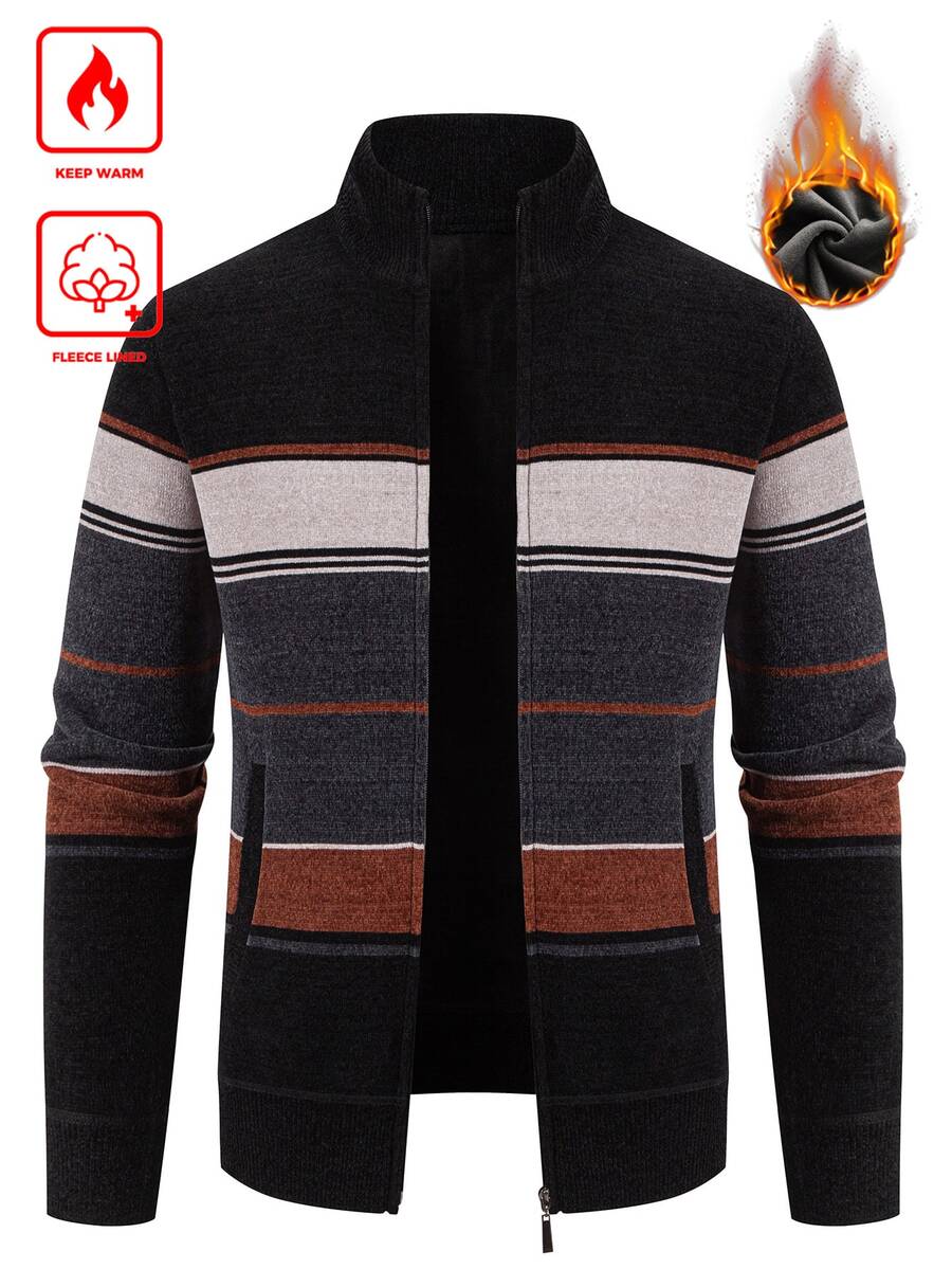 Men's color block ribbed cardigan — additional view