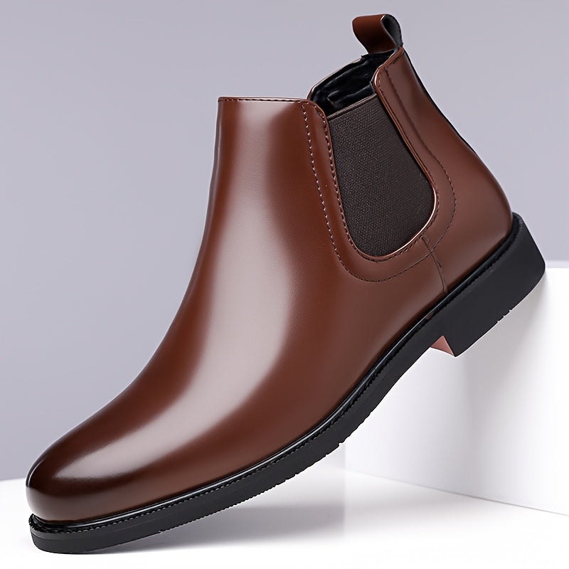 Men's slip-on classic chelsea boots in dark brown