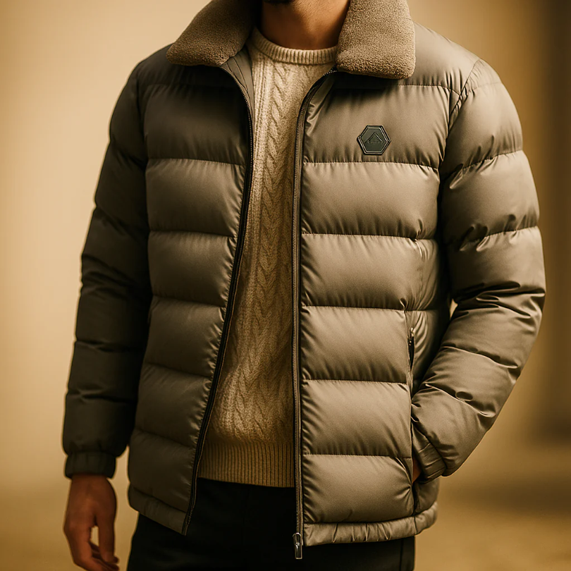 Men's fleece-collar down jacket — additional view