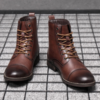 Men's cap toe leather ankle boots — detail view