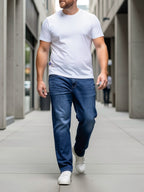 Men's straight-leg stretch denim jeans — additional view