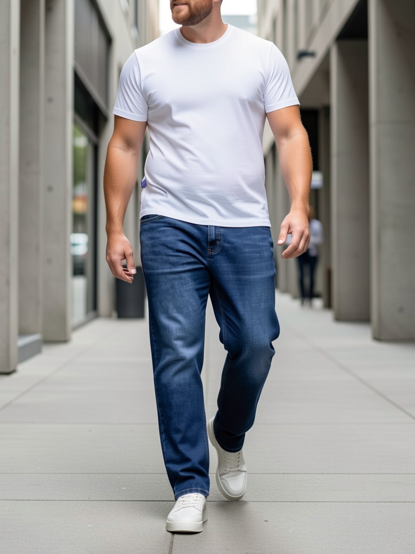 Men's straight-leg stretch denim jeans — additional view
