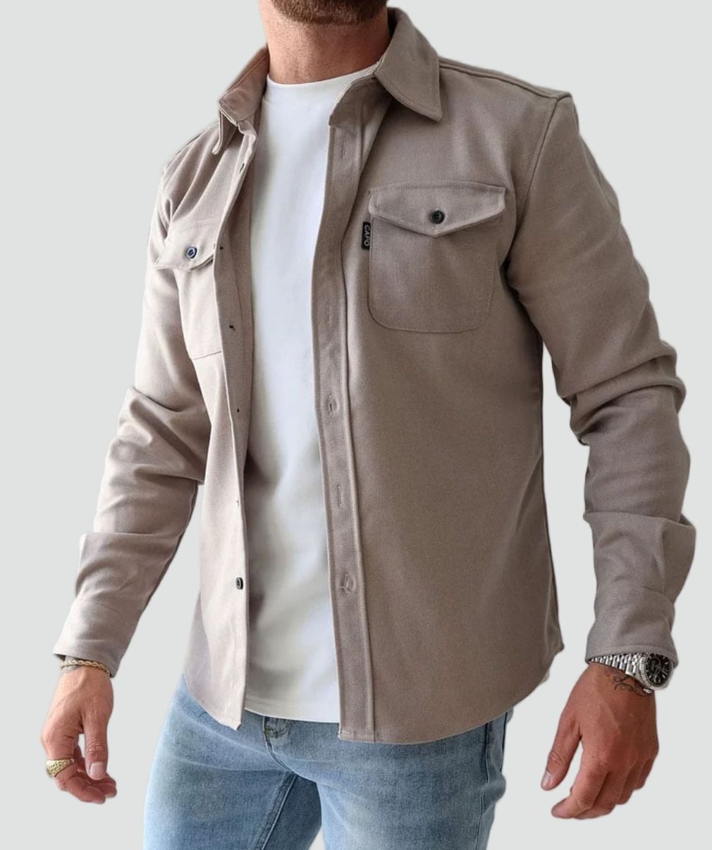Men's chest pocket button shirt jacket