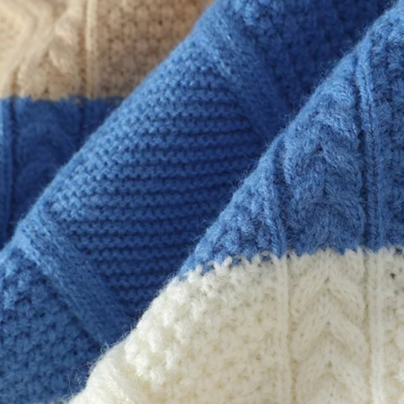 Men's color block cable knit sweater — additional view