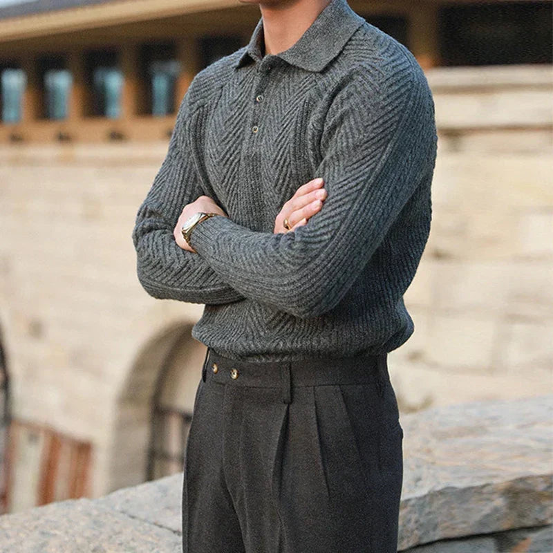 Men's relaxed-fit knit polo sweater — additional view