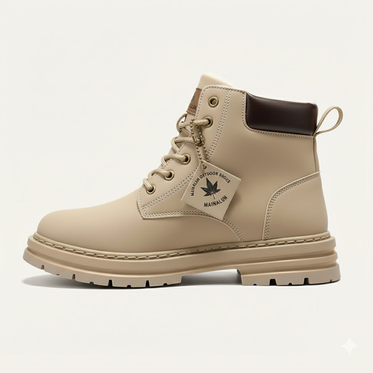 Men's fur-lined insulated snow boots in beige — additional view