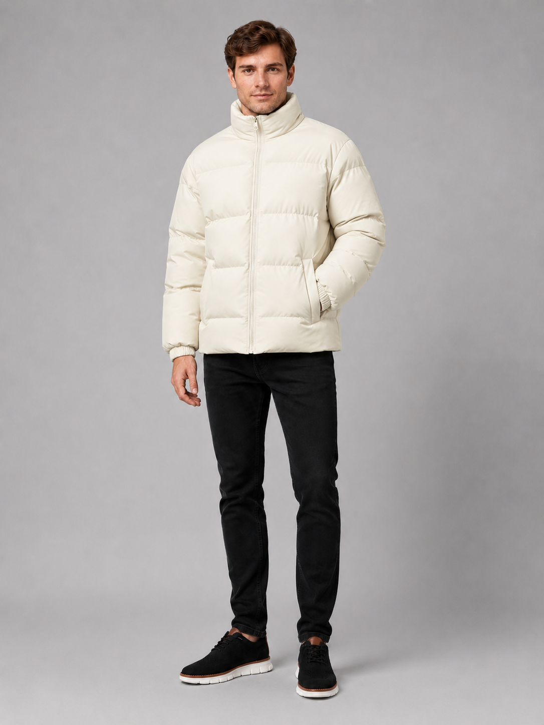 Men's stand-collar thermal puffer jacket — additional view