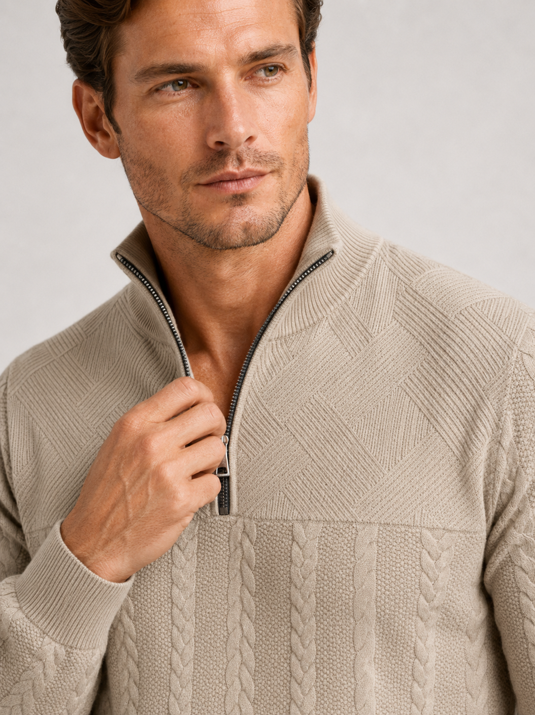 Men's jacquard quarter-zip sweater — additional view