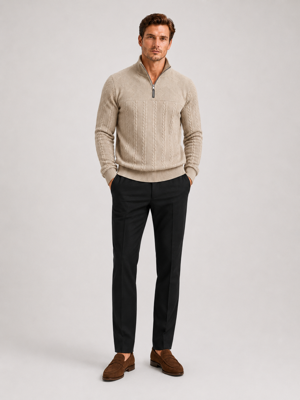 Men's jacquard quarter-zip sweater — additional view