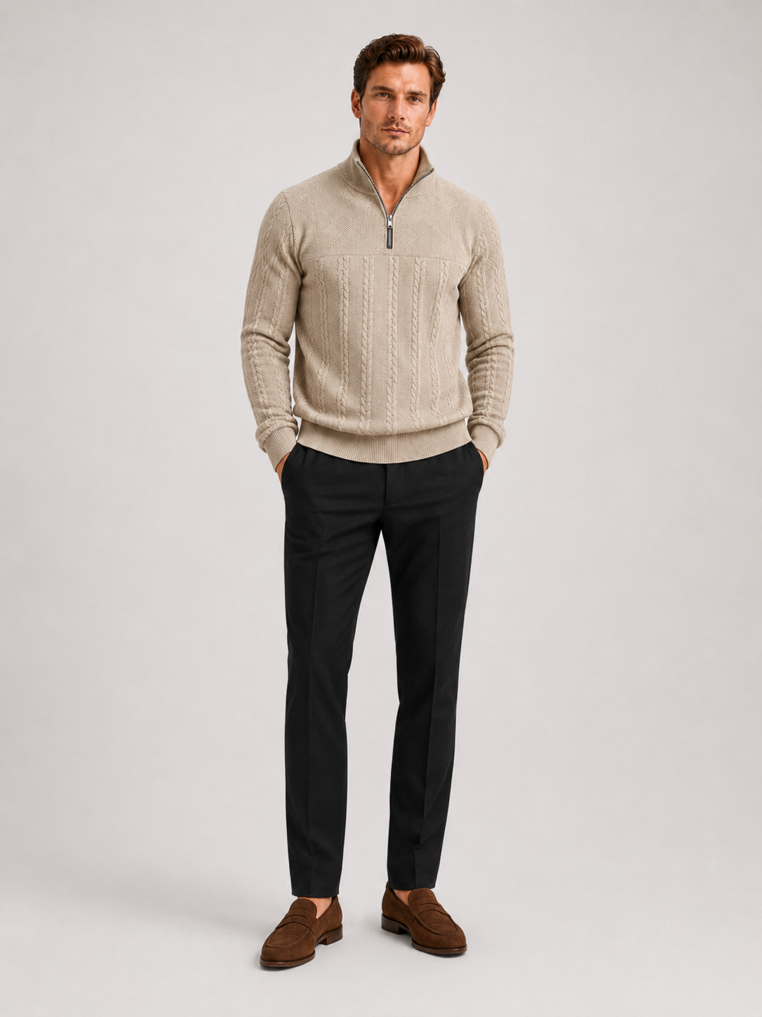 Men's jacquard quarter-zip sweater — additional view