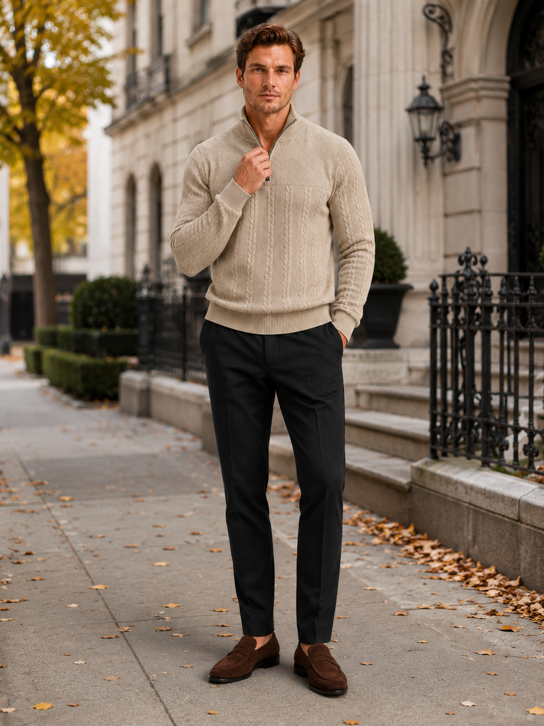 Men's jacquard quarter-zip sweater — additional view