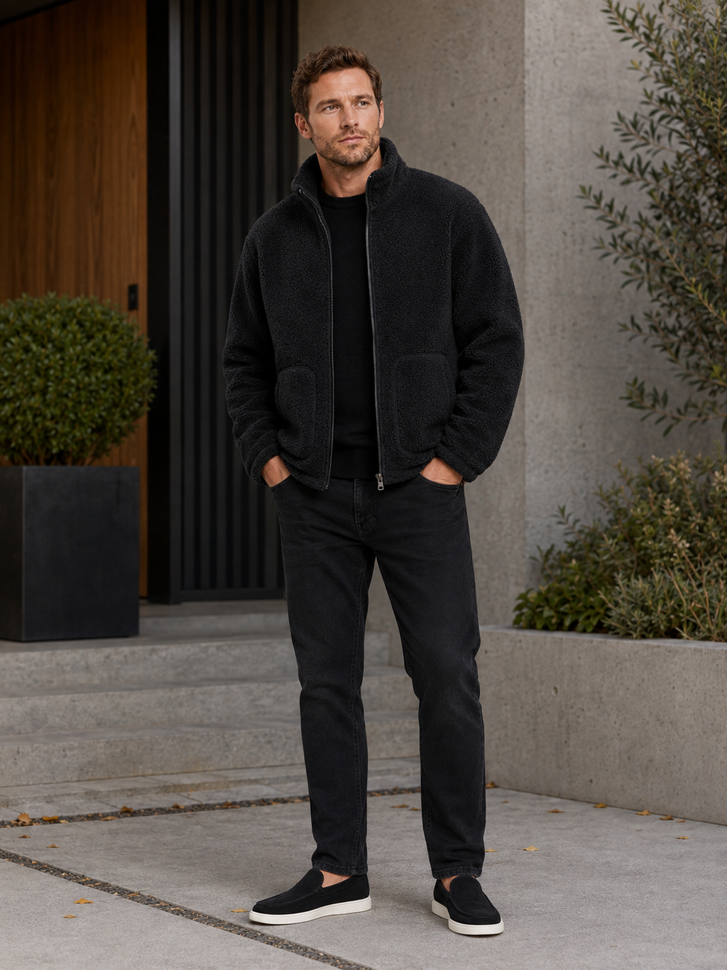 Men's zip-up stand-collar jacket — additional view