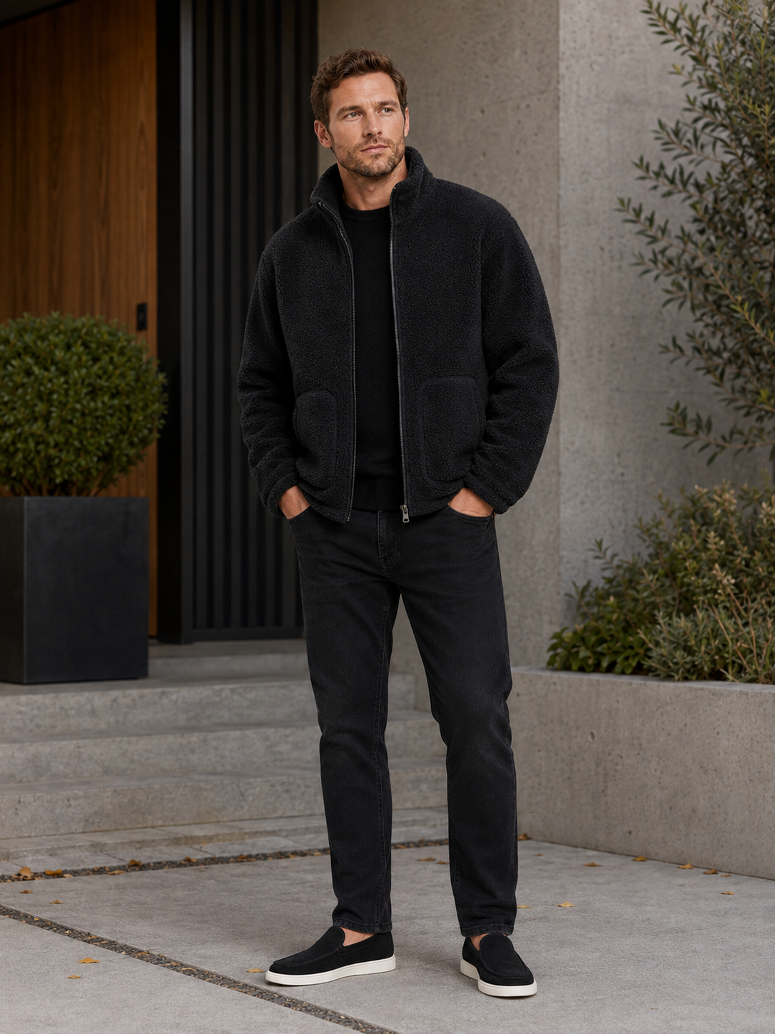 Men's zip-up stand-collar jacket — additional view