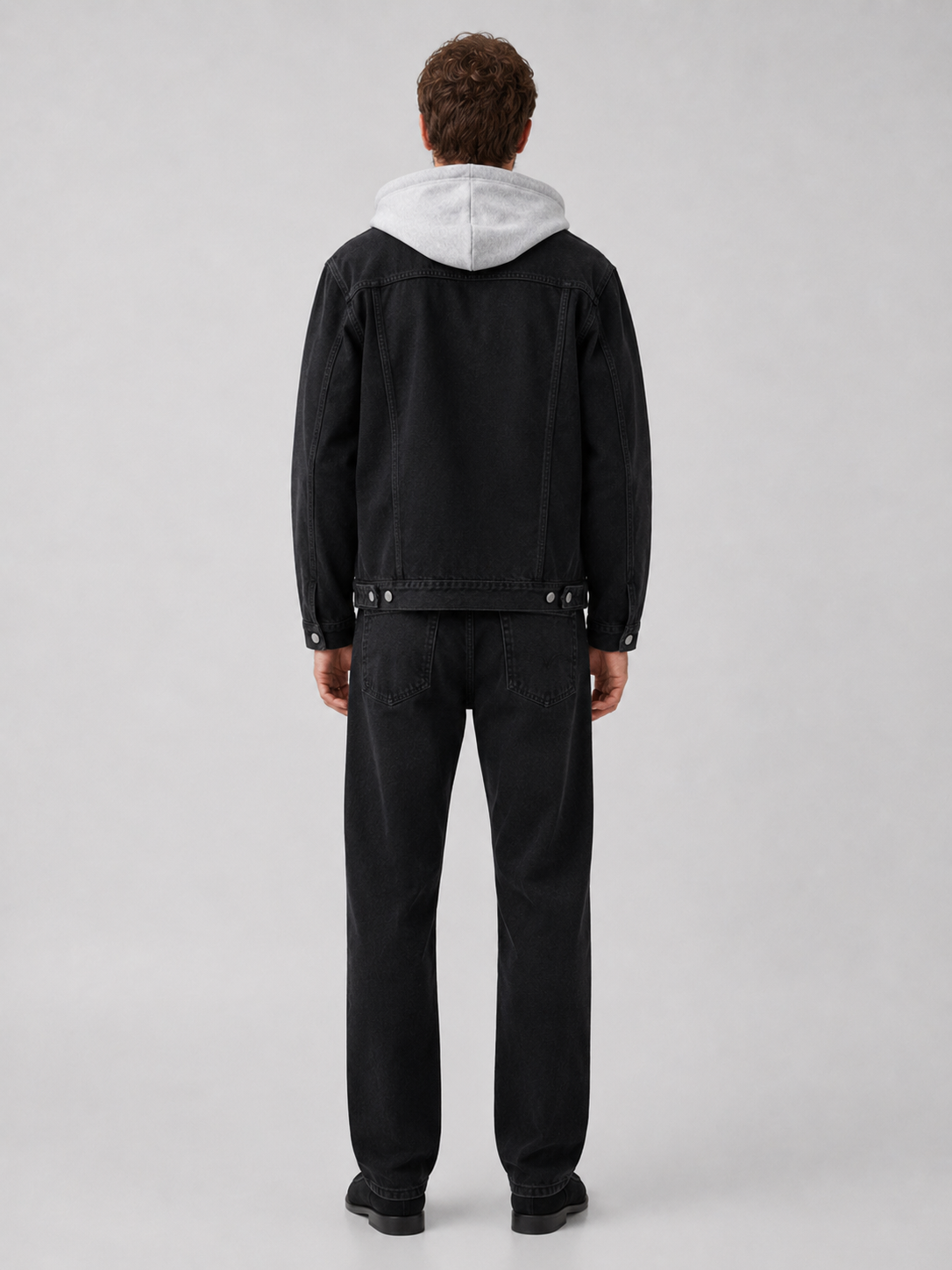Men's hooded relaxed-fit denim jacket — additional view