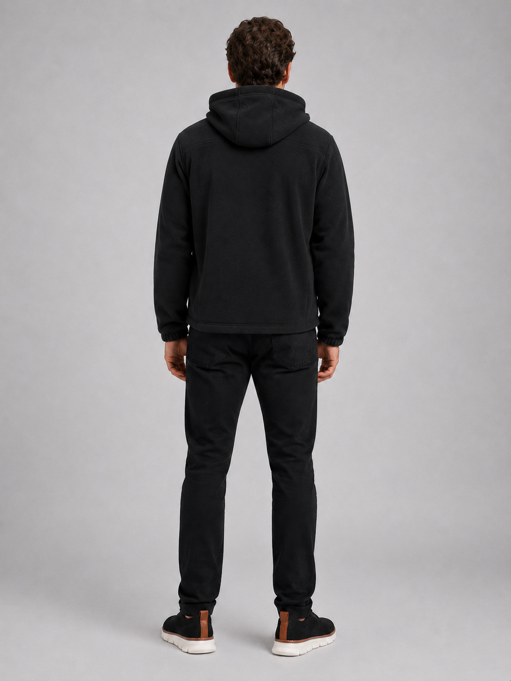 Men's windproof hooded fleece jacket — additional view
