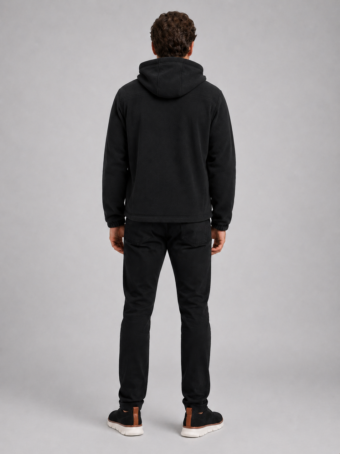 Men's windproof hooded fleece jacket — additional view