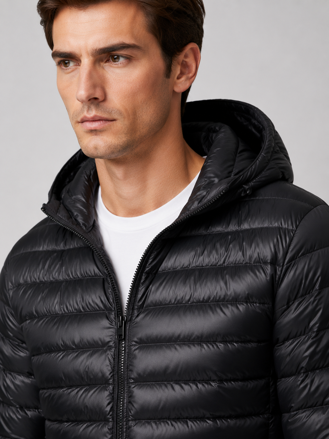 Men's lightweight hooded down jacket — alternate view
