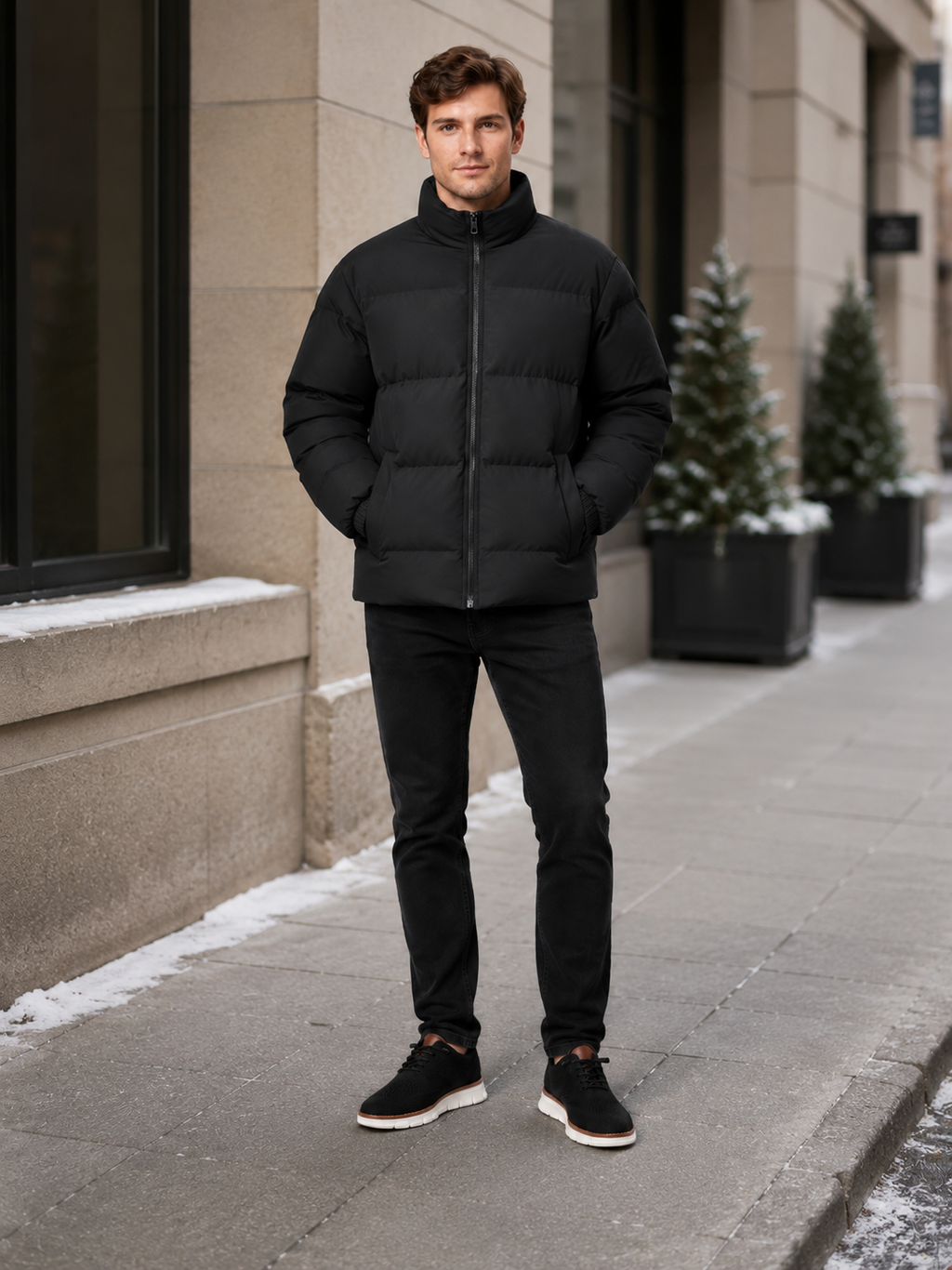 Men's stand-collar thermal puffer jacket — additional view