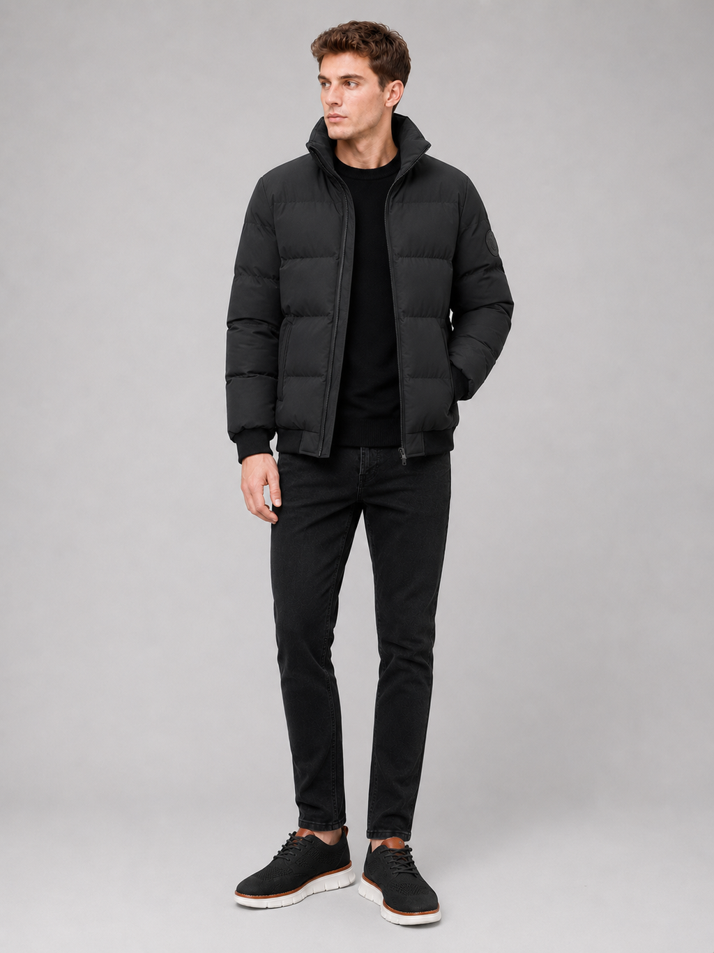 Men's thick zip-up puffer jacket — additional view