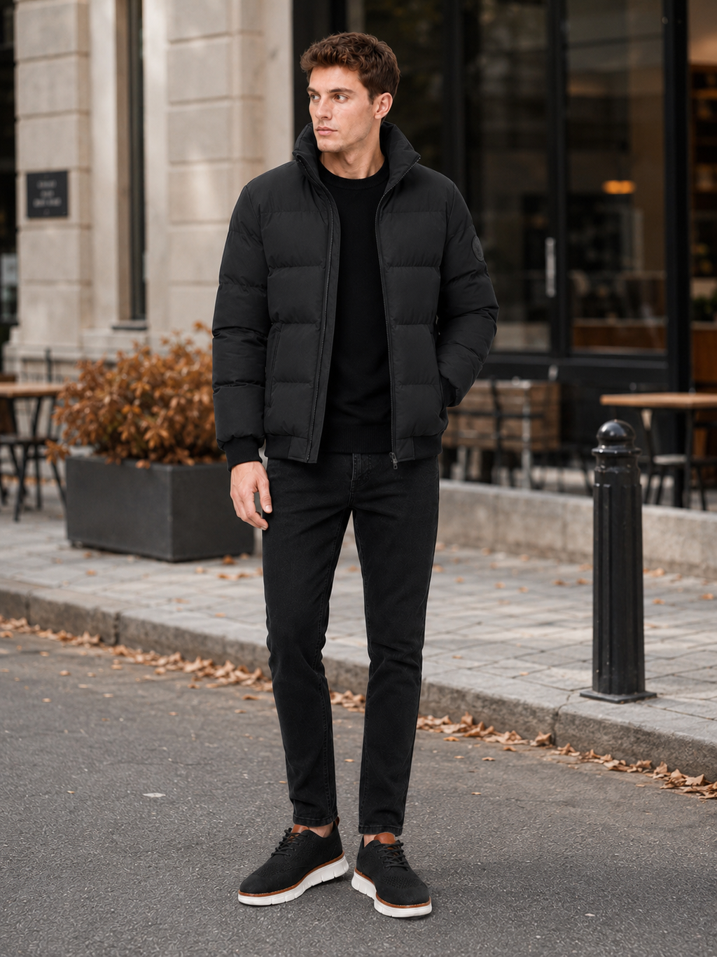 Men's thick zip-up puffer jacket — additional view