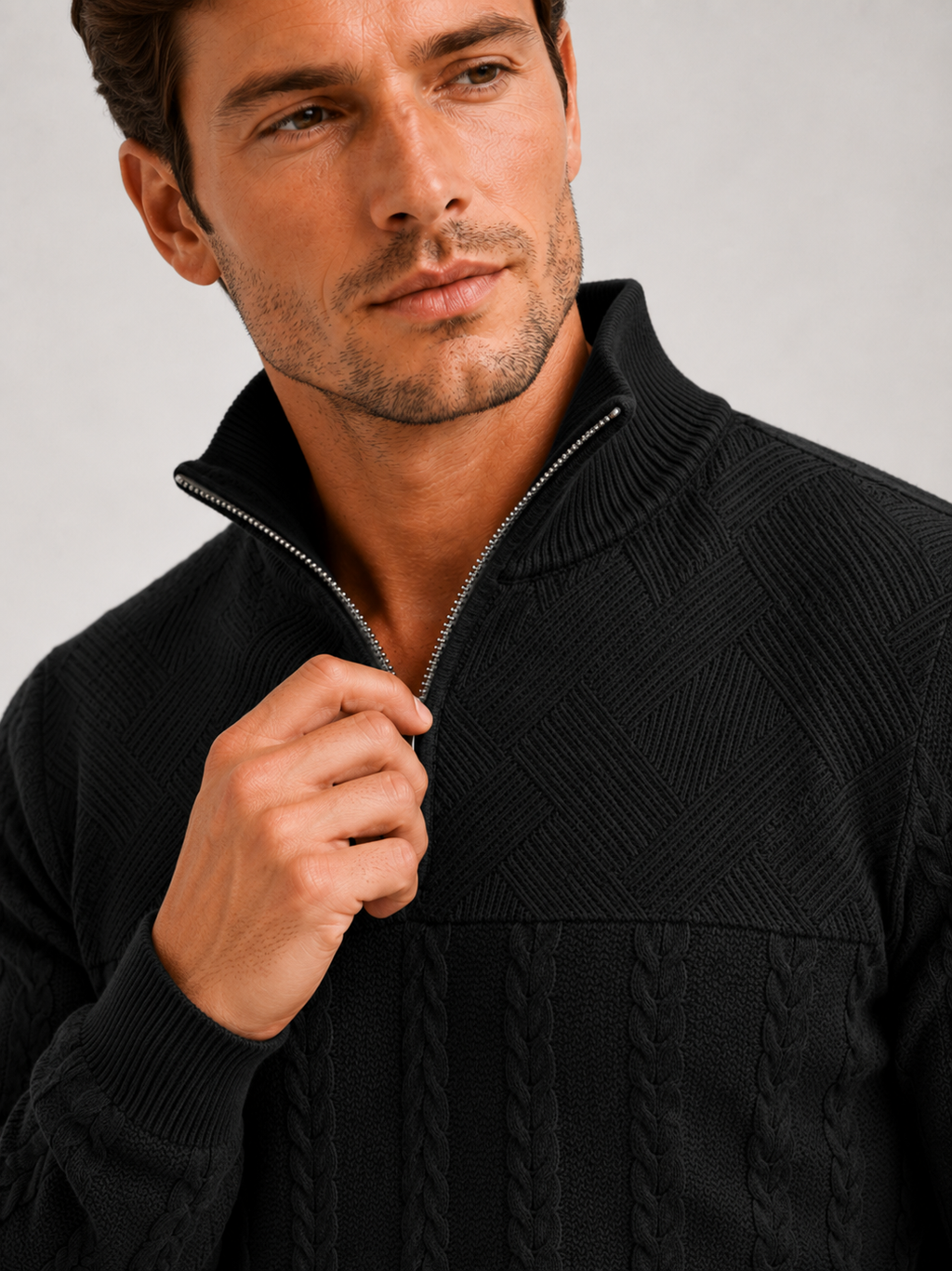 Men's jacquard quarter-zip sweater — additional view