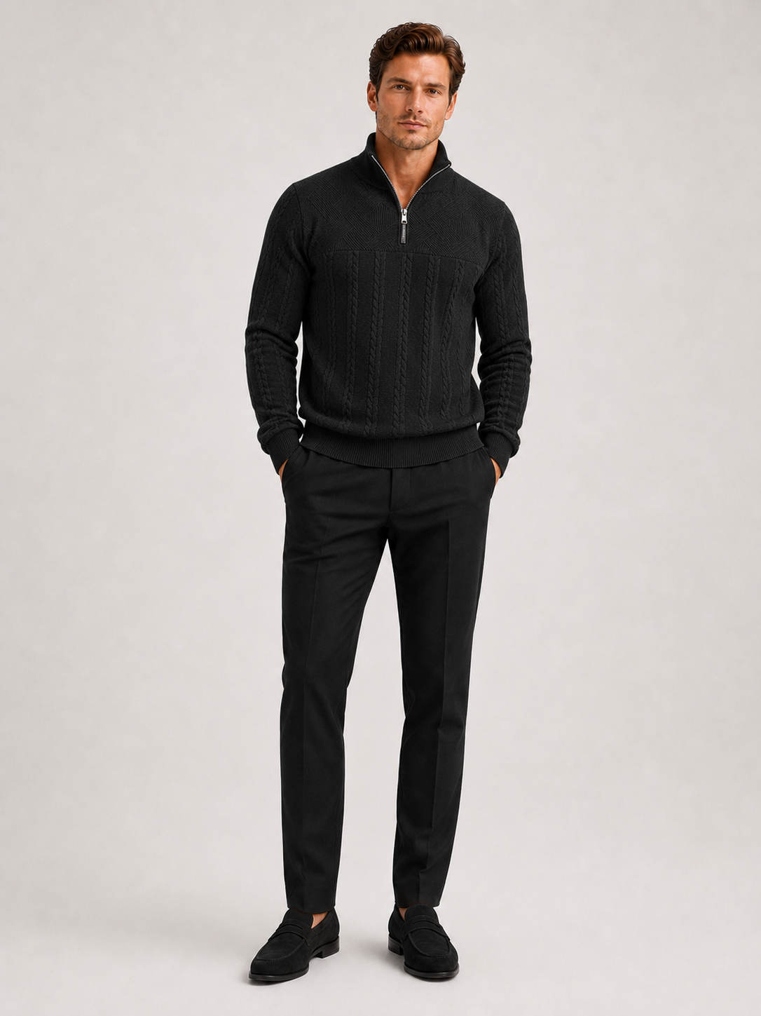 Men's jacquard quarter-zip sweater — additional view