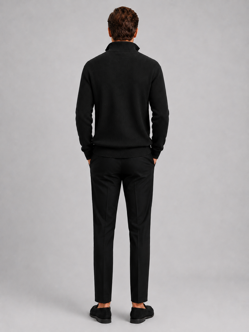 Men's ribbed stand-collar quarter-zip sweater — additional view