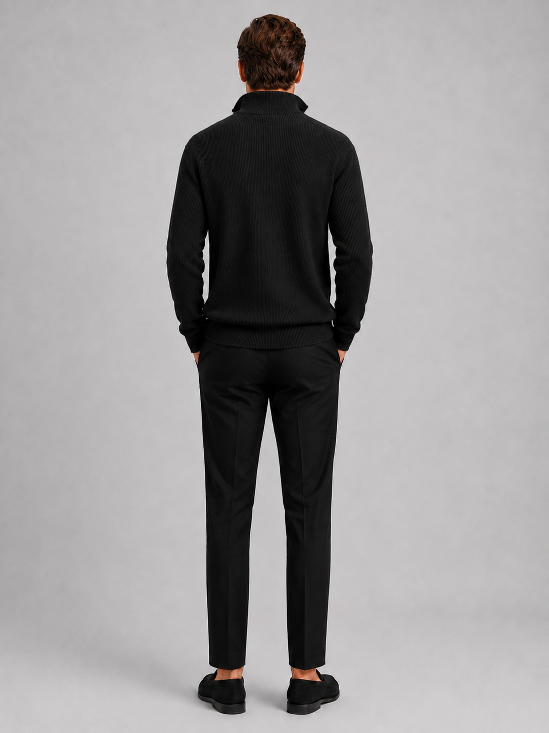Men's ribbed stand-collar quarter-zip sweater — additional view