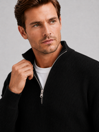 Men's ribbed stand-collar quarter-zip sweater — additional view
