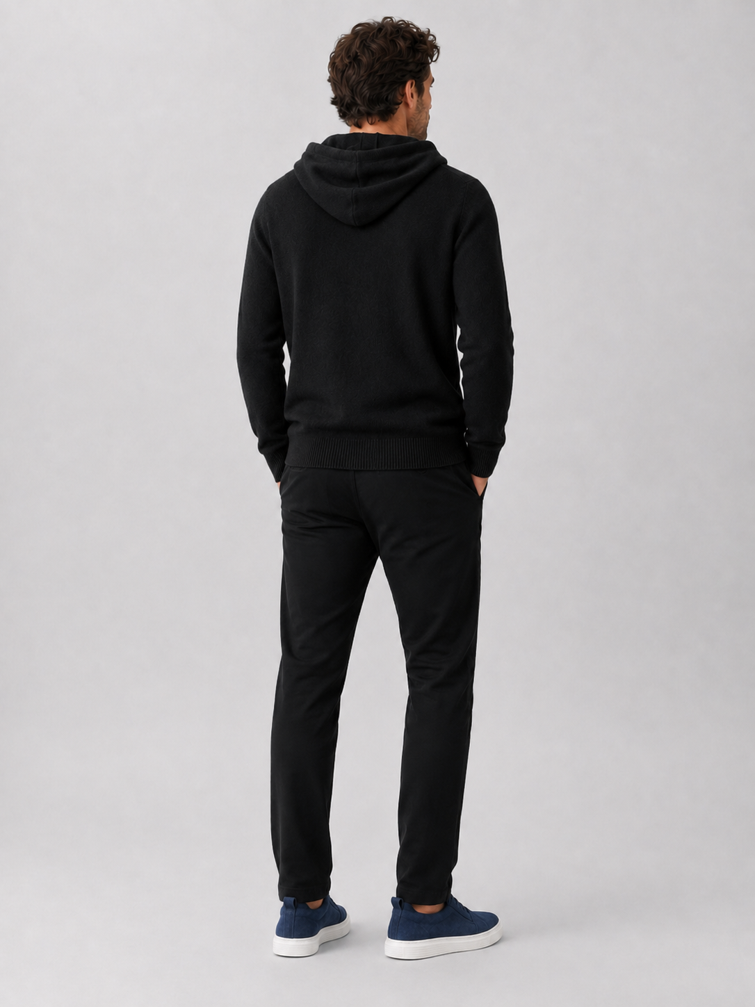 Men's hooded knit pullover sweater — additional view