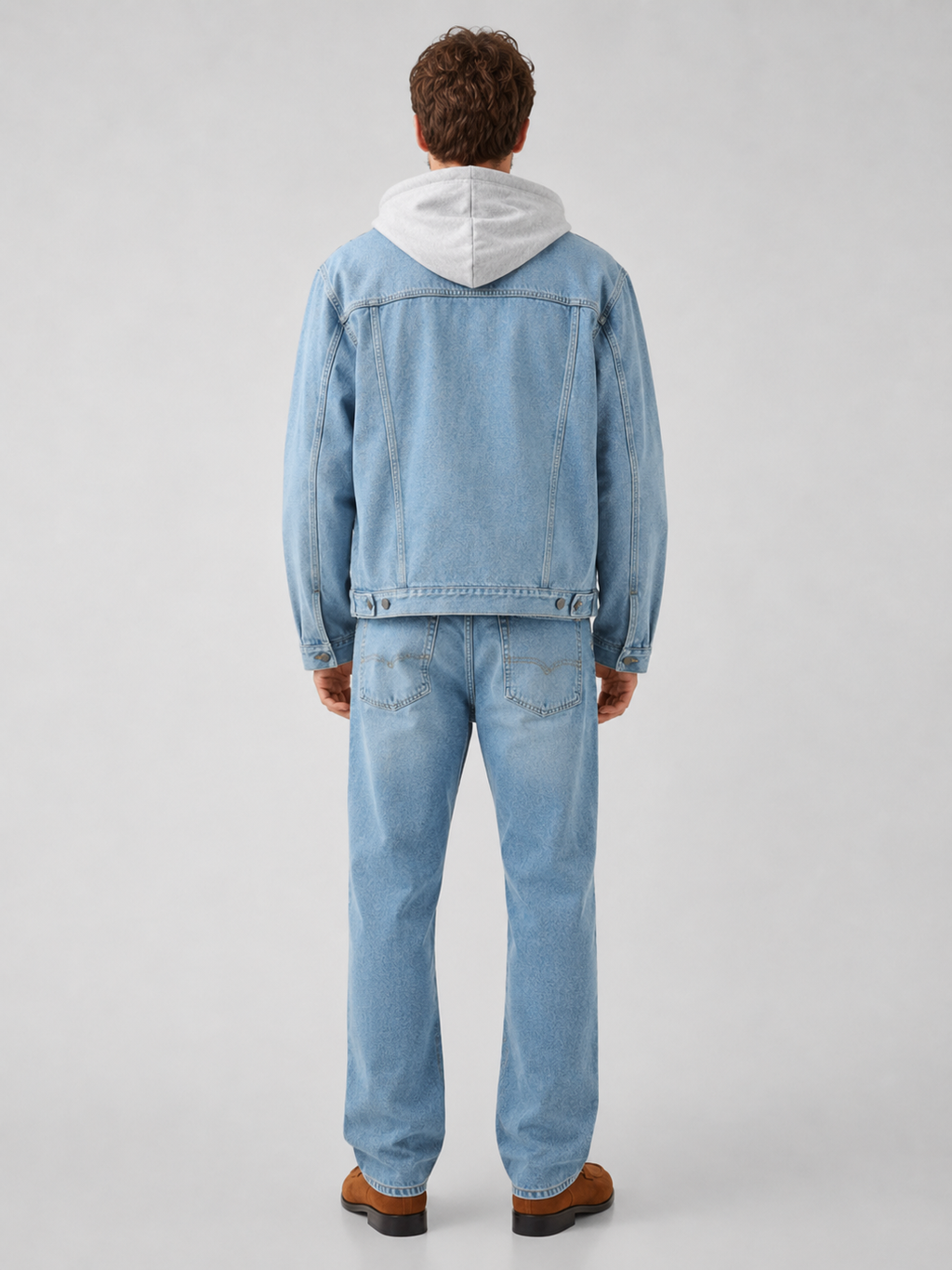 Men's hooded relaxed-fit denim jacket — additional view