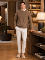 Men's cable-knit crew neck pullover — additional view