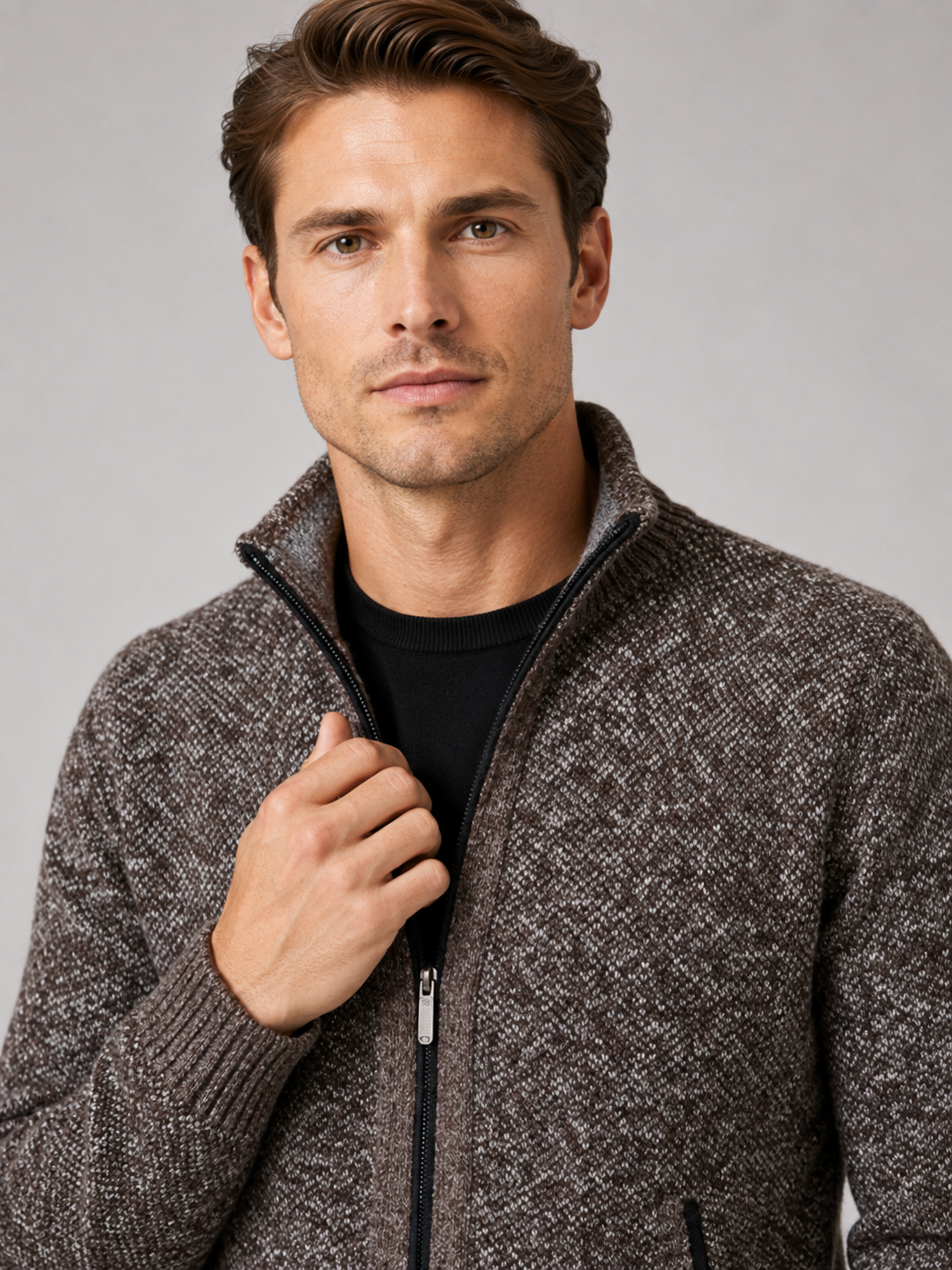 Men's full-zip fleece cardigan — alternate view
