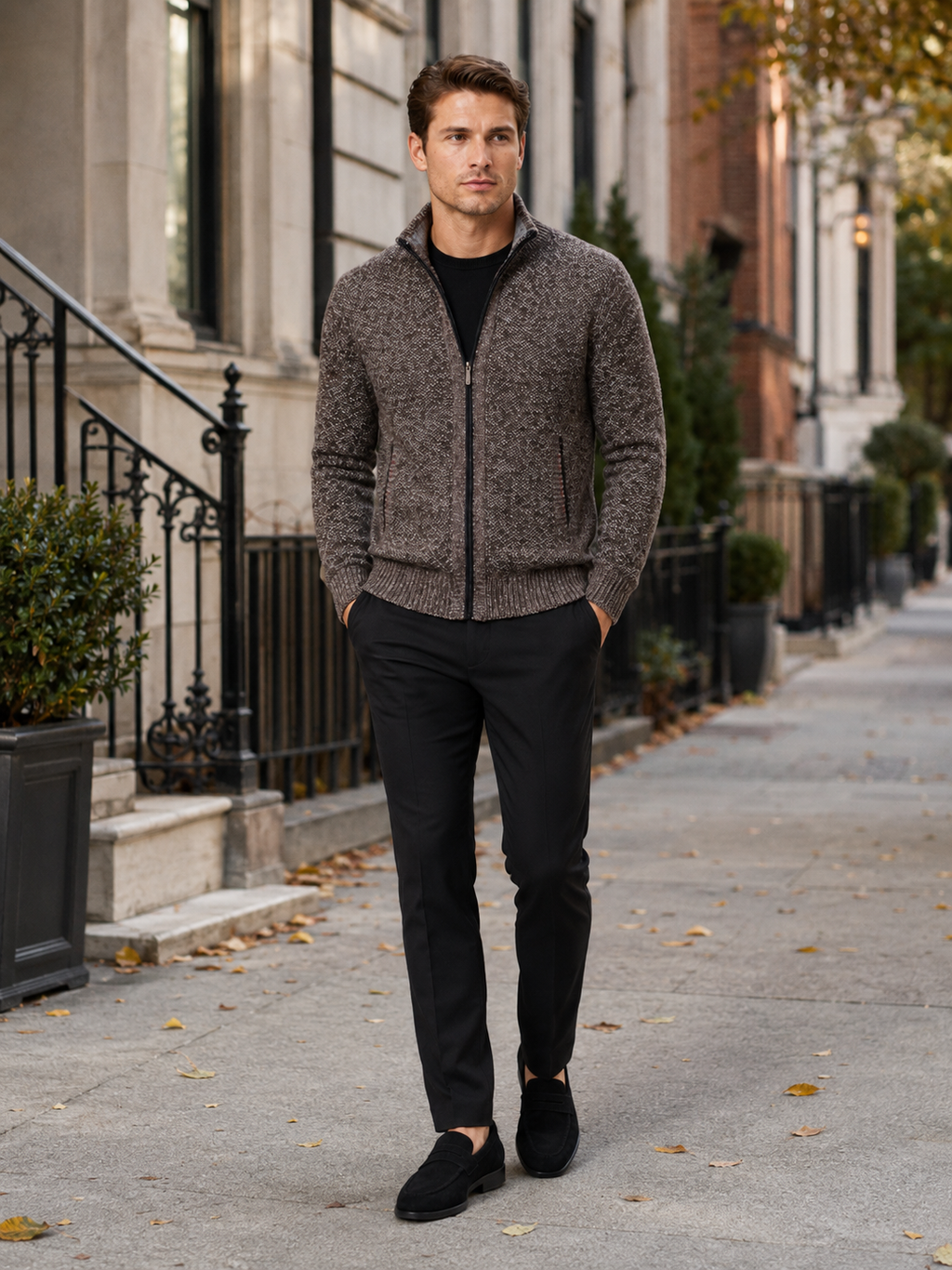 Men's full-zip fleece cardigan — additional view