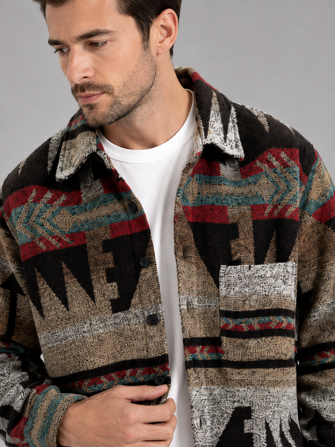 Men's heavyweight flannel shirt jacket — additional view