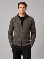 Men's full-zip fleece cardigan in brown