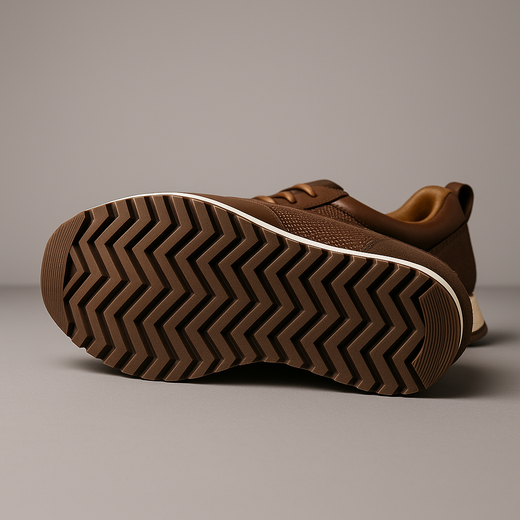 Men's cushioned leather court sneakers — detail view