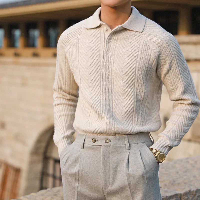 Men's relaxed-fit knit polo sweater