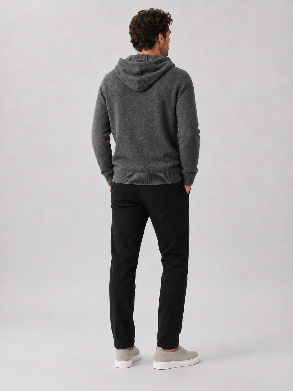 Men's hooded knit pullover sweater — additional view