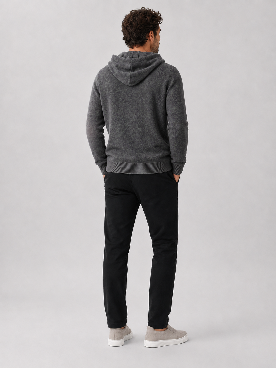 Men's hooded knit pullover sweater — additional view