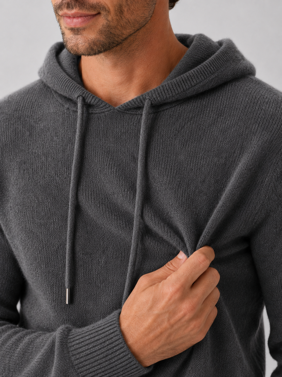 Men's hooded knit pullover sweater — additional view