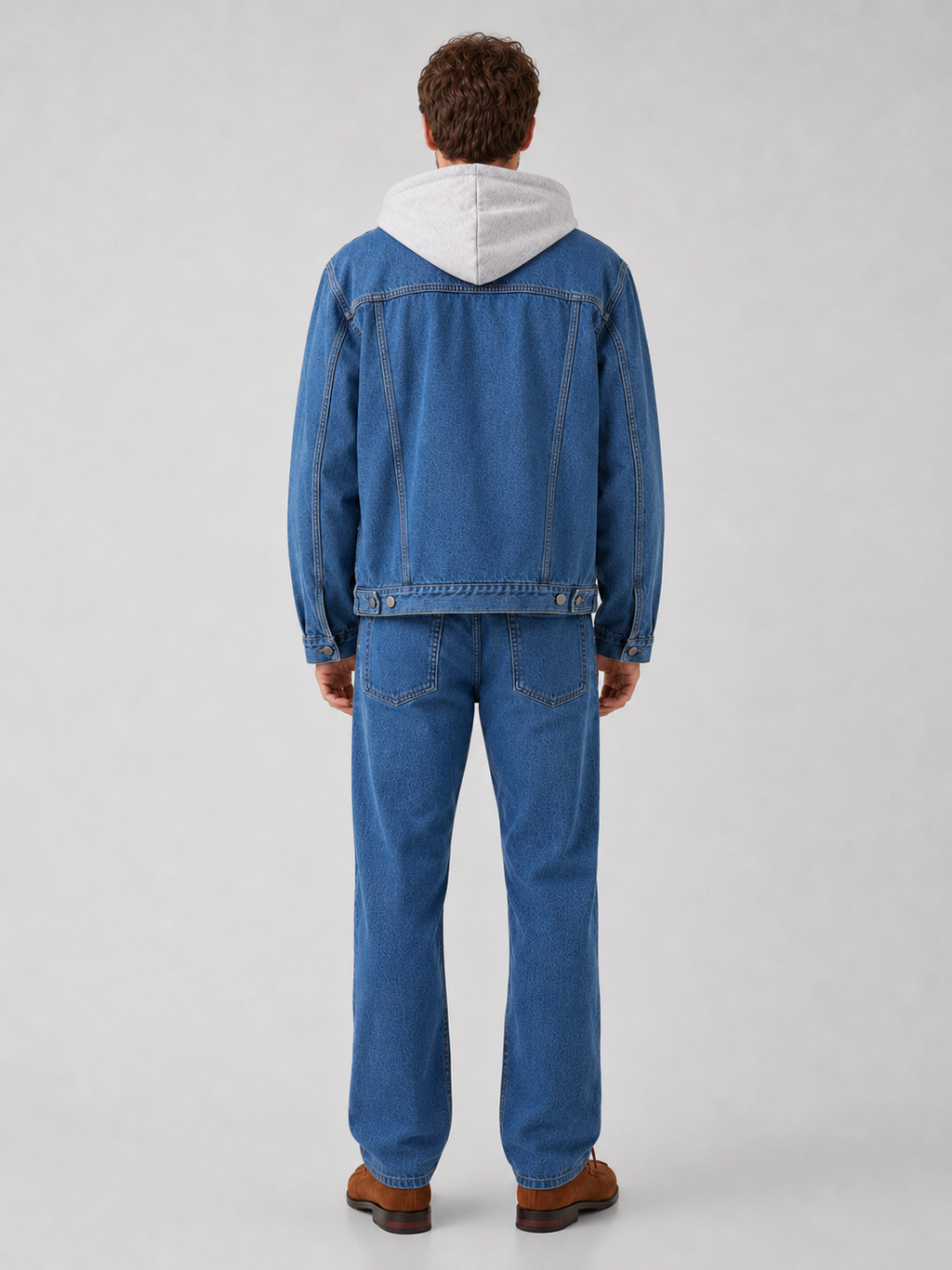 Men's hooded relaxed-fit denim jacket — additional view