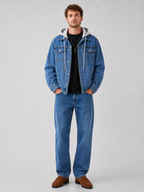 Men's hooded relaxed-fit denim jacket — additional view