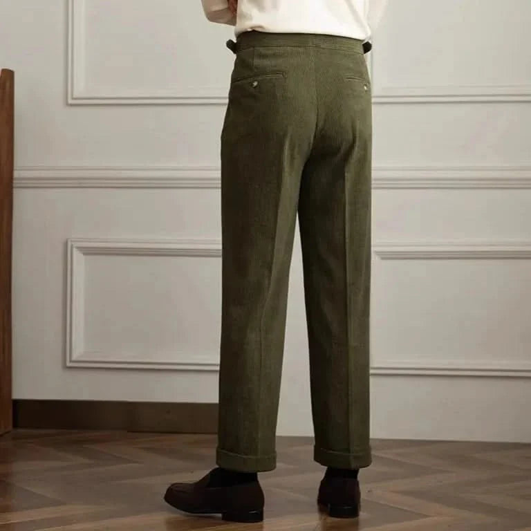 Men's high-waisted corduroy trousers — detail view