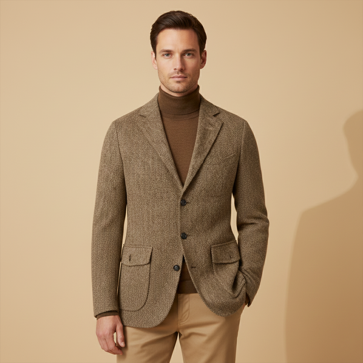 Men's single-breasted herringbone blazer — additional view