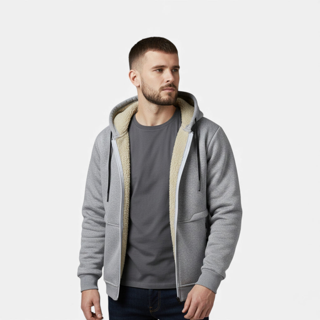 Men's fleece-lined winter hoodie jacket — alternate view