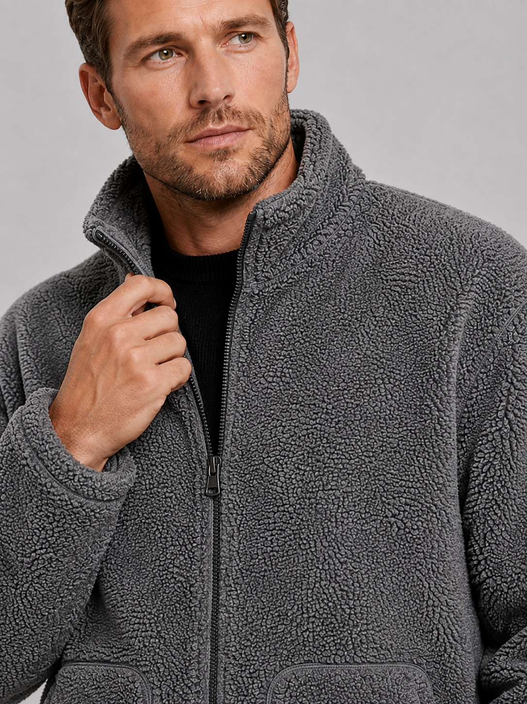 Men's zip-up stand-collar jacket — additional view