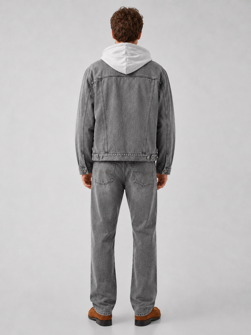 Men's hooded relaxed-fit denim jacket — additional view